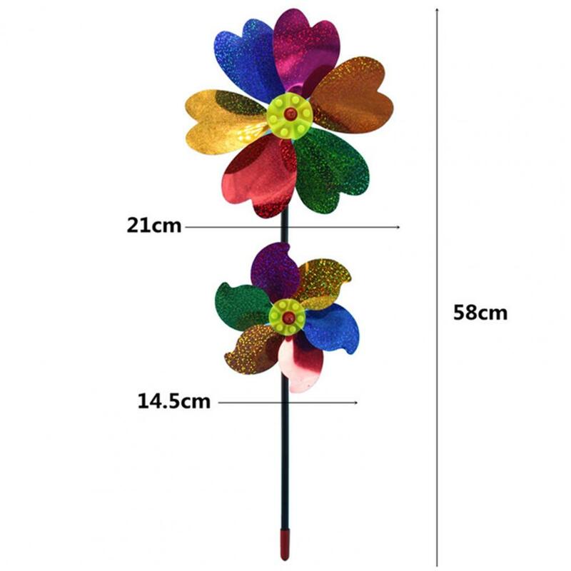 Three-dimensional Pinwheel Decor Environmental Six Leaves Double Layers Flower Wind Spinner for Outdoor