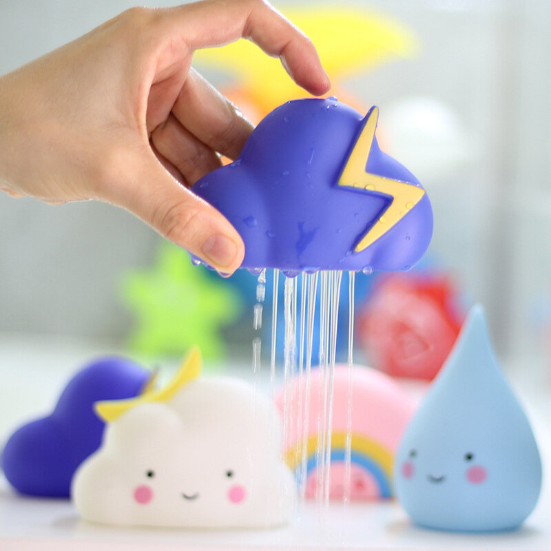 4 Buah/Set Mainan Mandi Bayi Lucu Alat Semprot Air Kamar Mandi Mainan Apung Pancuran Awan Mainan Air Mandi Anak-anak