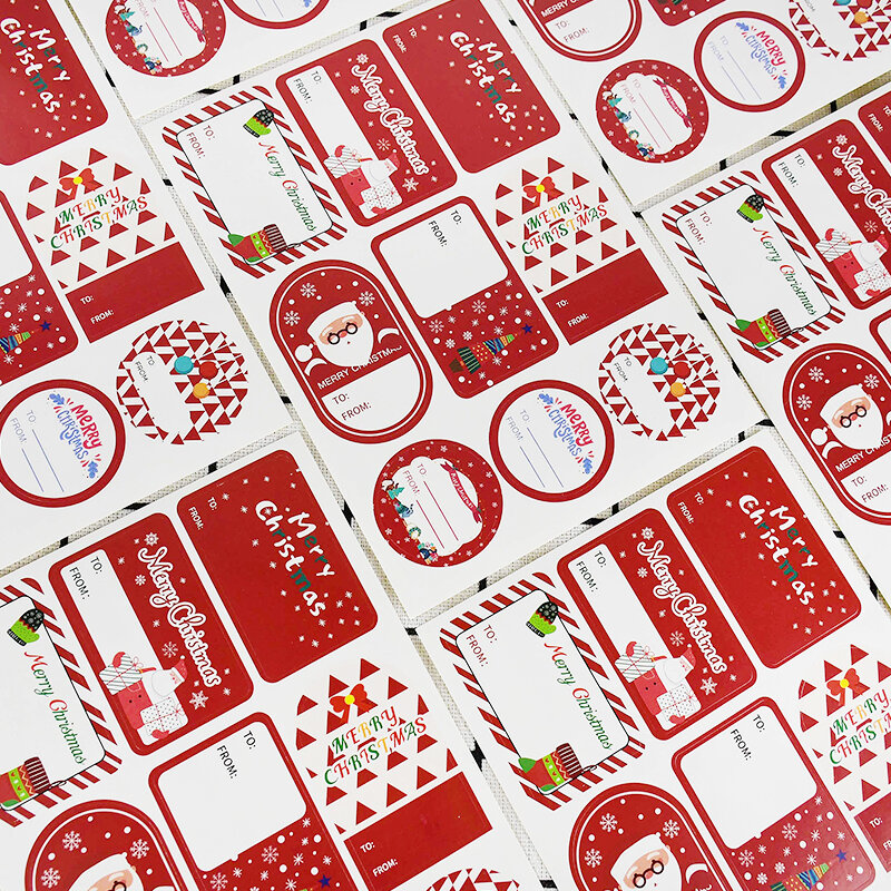 5 листов Счастливого Рождества Подарочная коробка тег уплотнительные наклейки ручной работы самоклеющаяся этикетка для упаковки для дома ...