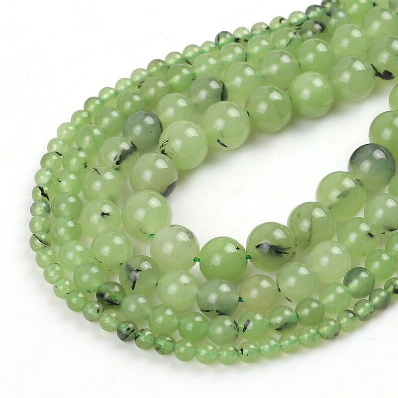 Angelite Green Prehnites Quartz Beads Round Loose Spacer Stone Beads For Jewelry Making DIY Bracelet Accessories 15''4/6/8/10mm