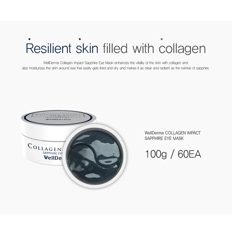 wellderma Collagen Impact Sapphire Eye Mask 60ea/box Korean Collagen Anti-wrinkle Eye Mask Remove Dark Circles Eye Skin Care