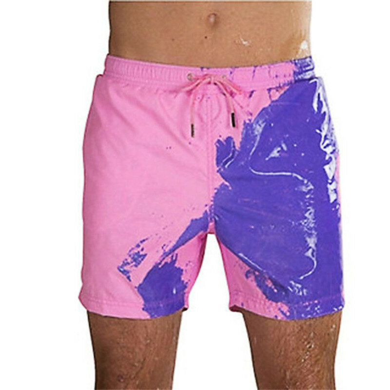 Cor mudando calções de natação para homens meninos trajes de banho água quente descoloração board shorts 2021 verão praia troncos
