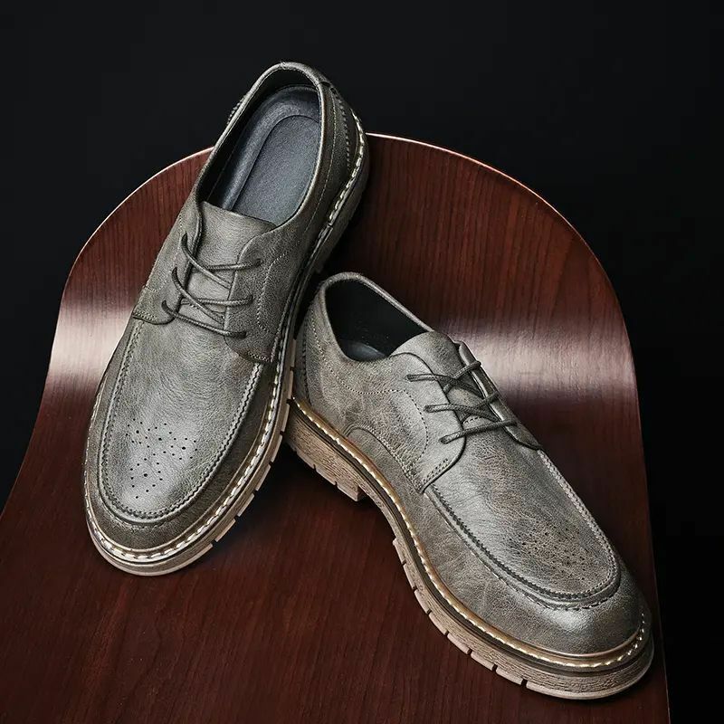 Masculino moda pu confortável diário rendas sapatos casuais de negócios retro grosso solado quatro estações moda popular masculino sapatos zz297