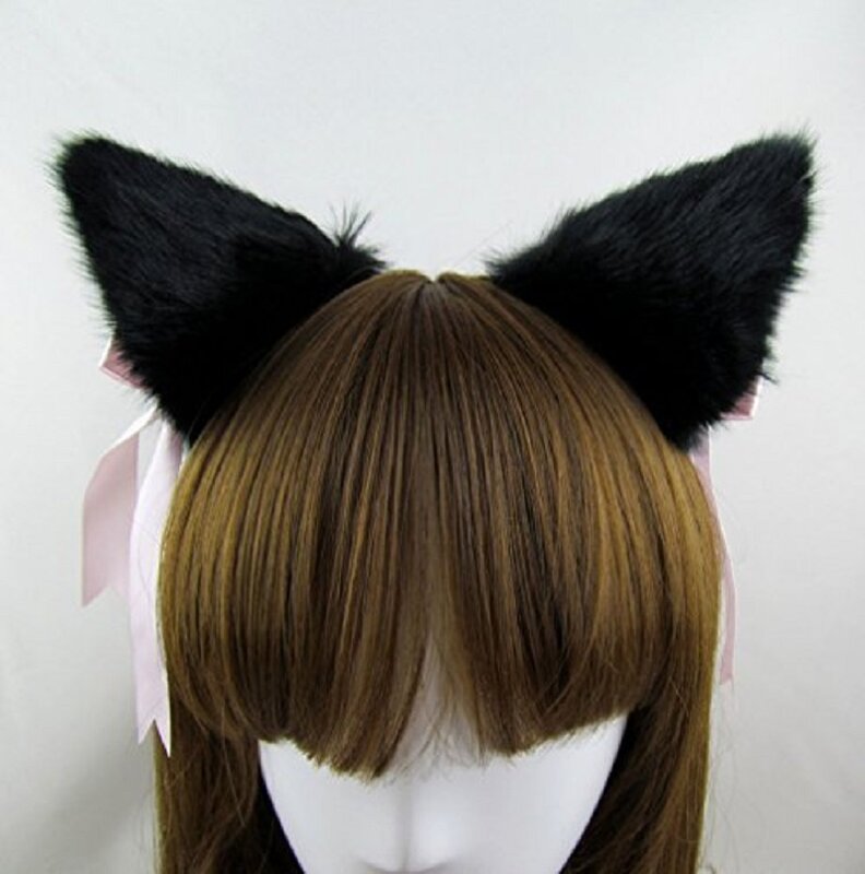 Hot Sweet Lovely Anime Lolita Cosplay Fancy Neko Cat Ears Hair Clip Black with Bell by happylifehere