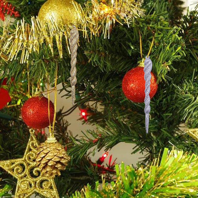 5/10pc Gold Silber Weihnachten Baum Anhänger Hängen Eiszapfen Ornamente Eis Rand Home Garten Dekoration Weihnachten Baum Verzierungen liefert