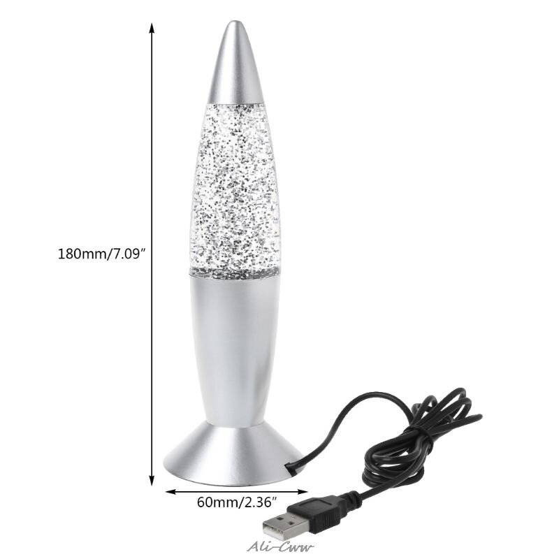 새로운 브랜드 1pc 3D 로켓 멀티 컬러 변경 용암 램프 RGB LED 반짝이 파티 분위기 밤 빛 크리스마스 선물 머리맡의 밤 램프