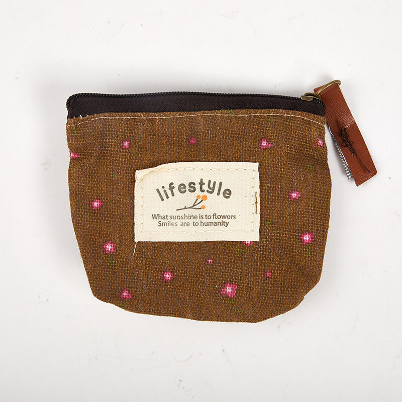 Titolare della carta della borsa della borsa delle borse della moneta del Mini portafoglio della chiusura lampo della borsa della tela del fiore per le ragazze delle donne