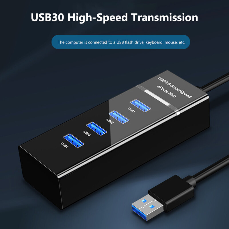 ฮับ USB 3.0 Hi-Speed USB Splitter USB 2.0 4พอร์ต Docking Station สำหรับแท็บเล็ตโทรศัพท์แล็ปท็อปอุปกรณ์เสริมคอมพิวเตอร์