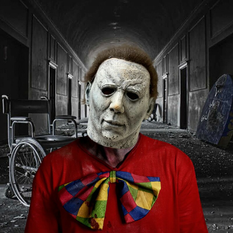 Máscara de terror de la película de Halloween, Cosplay de Michael Myers, máscara del asesino, sortija Tricky Spoof, máscara de miedo, adornos de máscaras, tocado gótico L * 5