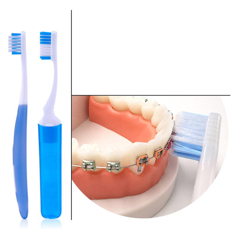 Kit de cuidados dentais ortodônticos, 8 peças, conjunto de escovas de dentes/espelho dental dobrável, escova interdental e muito mais com estojo de transporte