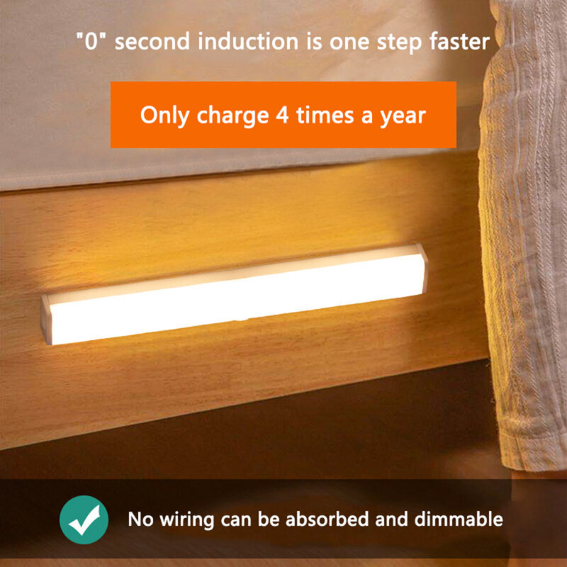 5V Thân Đèn LED Cảm Ứng Thông Minh Tự Động Không Dây Đêm Dây Sạc Tủ Bếp Tủ Quần Áo Nhà Cầu Thang Thông Minh Đèn