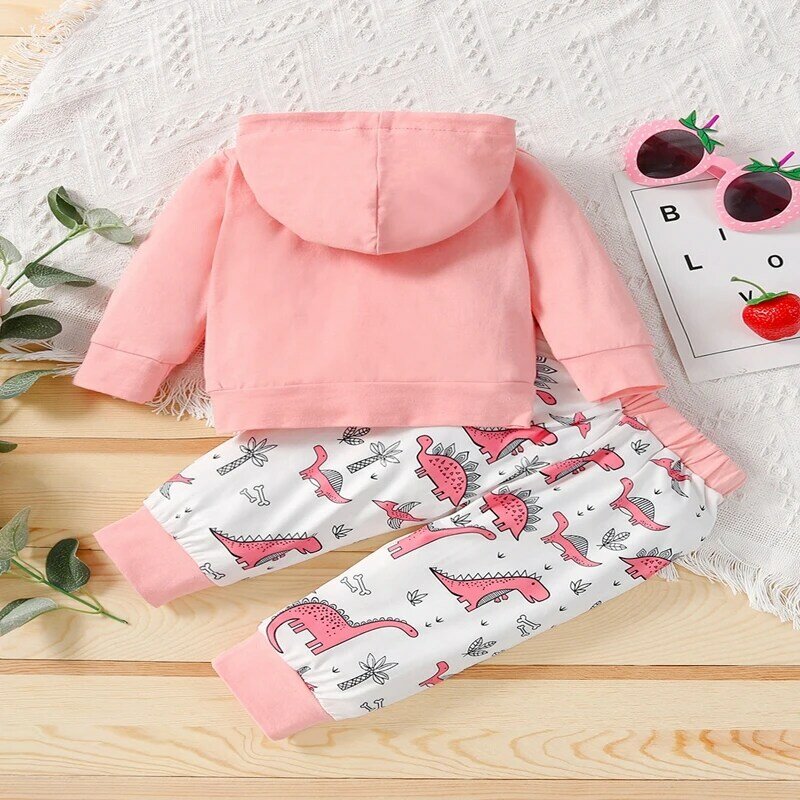 2 pçs do bebê meninas conjunto de roupas infantis recém-nascidos carta daddys impressão menina com capuz topos pant terno moda rosa roupas do bebê