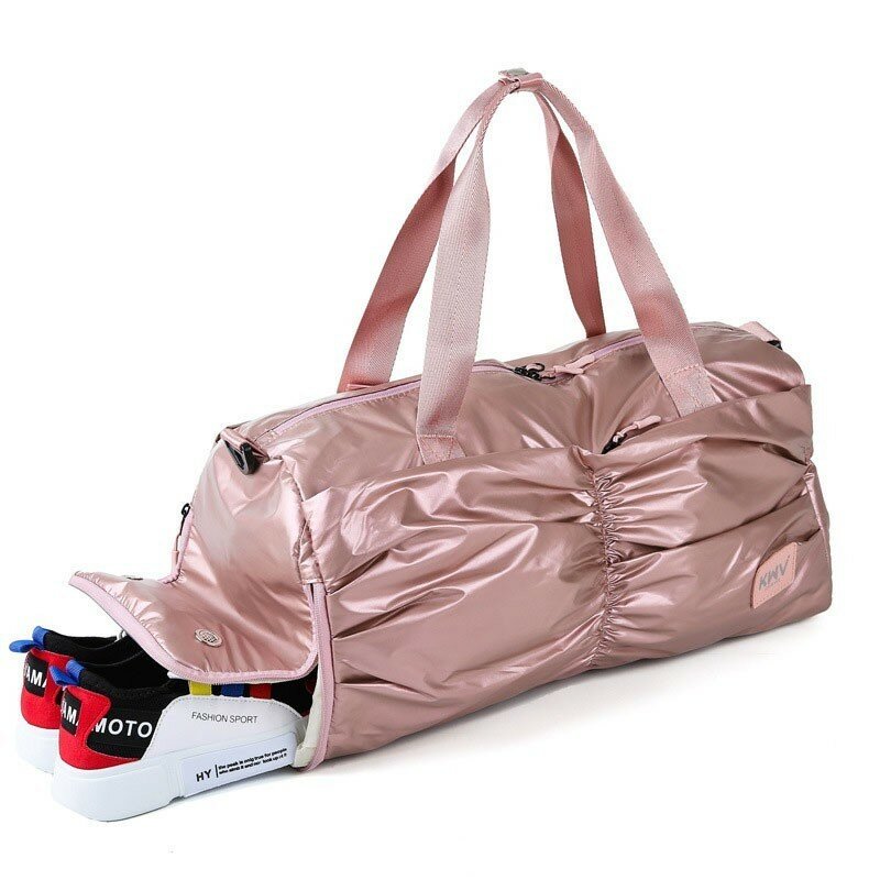 Bolsa de viaje impermeable para hombre y mujer, bolso de hombro deportivo de nailon con cremallera grande, Color puro, a la moda, para gimnasio