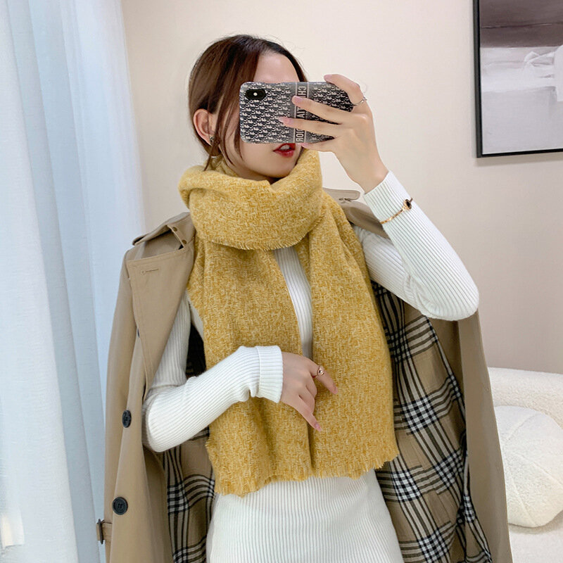 YBYR Dicke Warme Schal Für Frauen Reine Farbe Damen Mode Schal Weibliche Winter Zu Erhöhen Ahawl schal und wrap