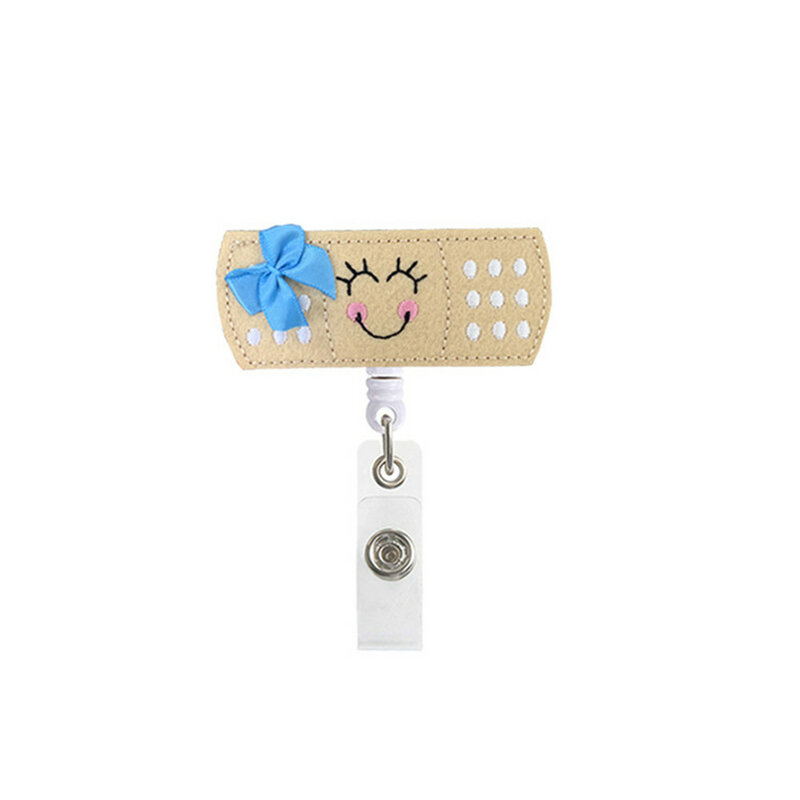 2021 New Cute Bowknot Felt Embroidery Retractable Nurse Badge Reel Clip Badge Holder Students Doctor Id Card Holder In Stock