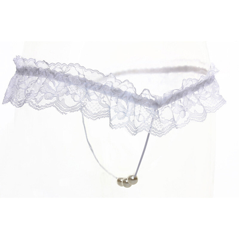 Kobiety Sexy koronkowe majtki otwarte krocza stringi stringi z perłami masowanie koralik krocza bielizna erotyczna dla Sex bielizna zabawki