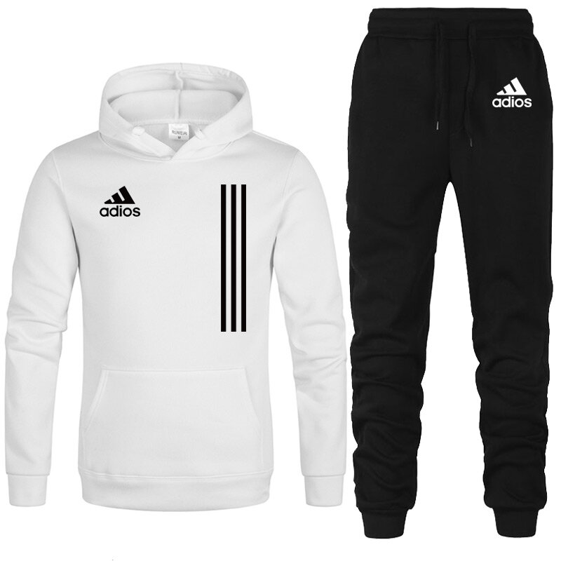 New Adios Men's Autumn Winter Sets Zipper Hoodie+Pants Pieces Casual Tracksuit Male Sportswear Gym Brand Clothing Sweat Suit