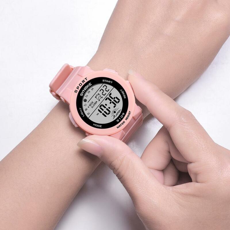 SYNOKE-Reloj de pulsera deportivo para niños y niñas, cronógrafo Digital LED con alarma y fecha, resistente al agua hasta 50M