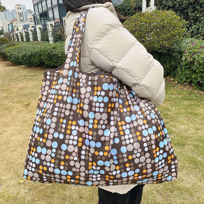 Reusable shopping bag grocery bag foldable lady bag travel bag shoulder bag bag bag bag durable nylon 2021