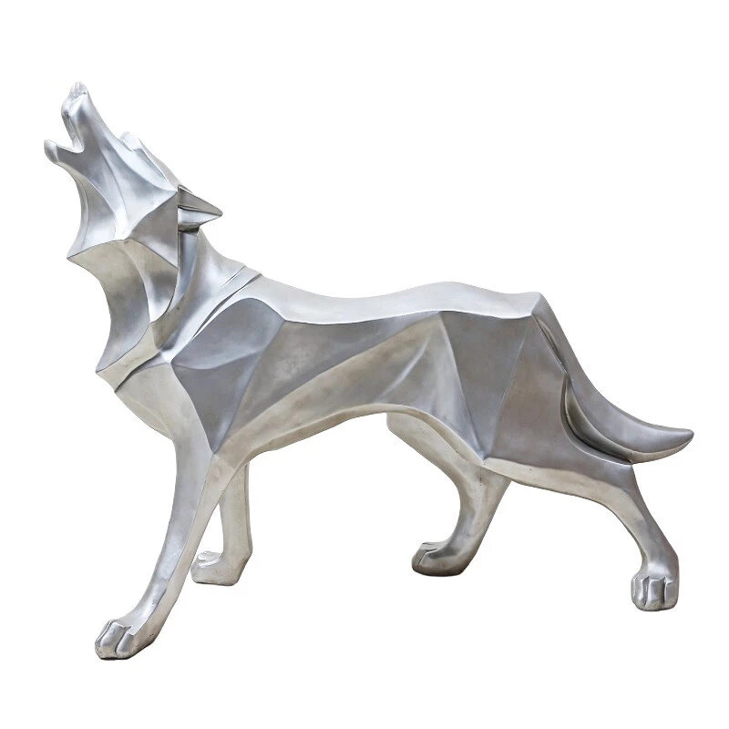 UNTIOR Resin Abstract Wolf Statue Geometric Animal Figurines Office Room Interial Decoration Nordic Home Decor Sculpture Crafts