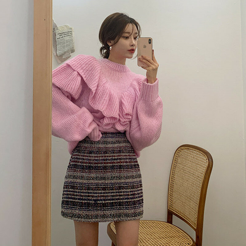 2020春の新作韓国スタイルルーズセーター女性ソリッドニット冬暖かいセータープラスサイズプルファム