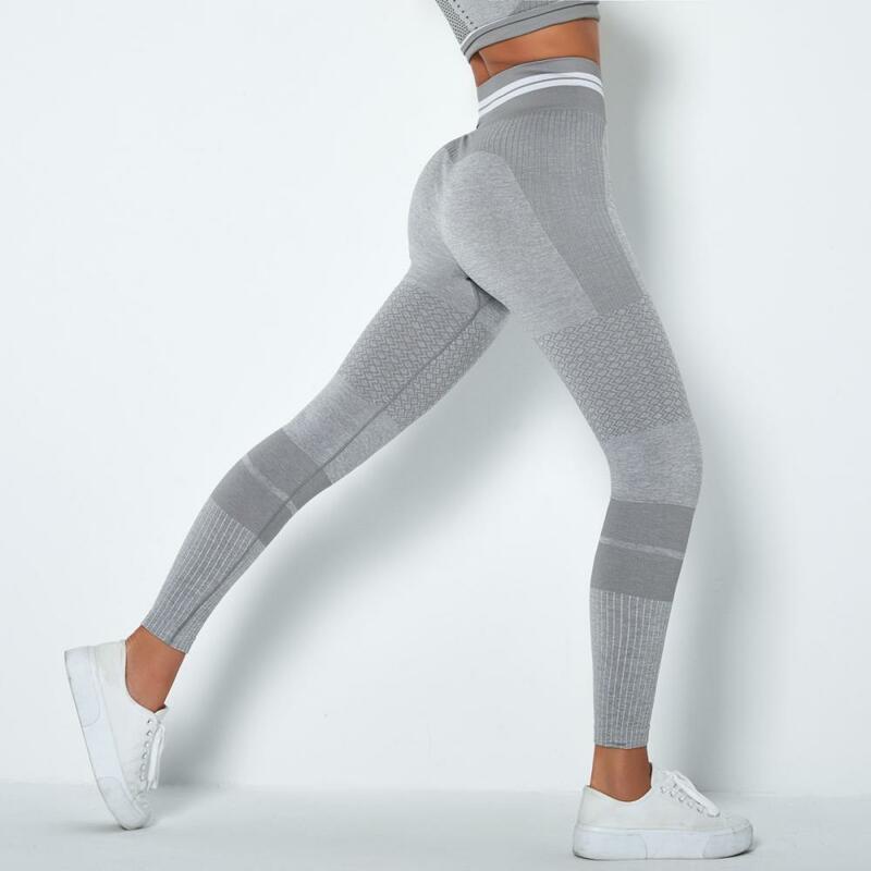 Celana Gym Yoga Wanita Push Up Mulus Legging Olahraga Lari Ketat Celana Pinggang Tinggi Kebugaran Wanita Legging Olahraga Pakaian Olahraga