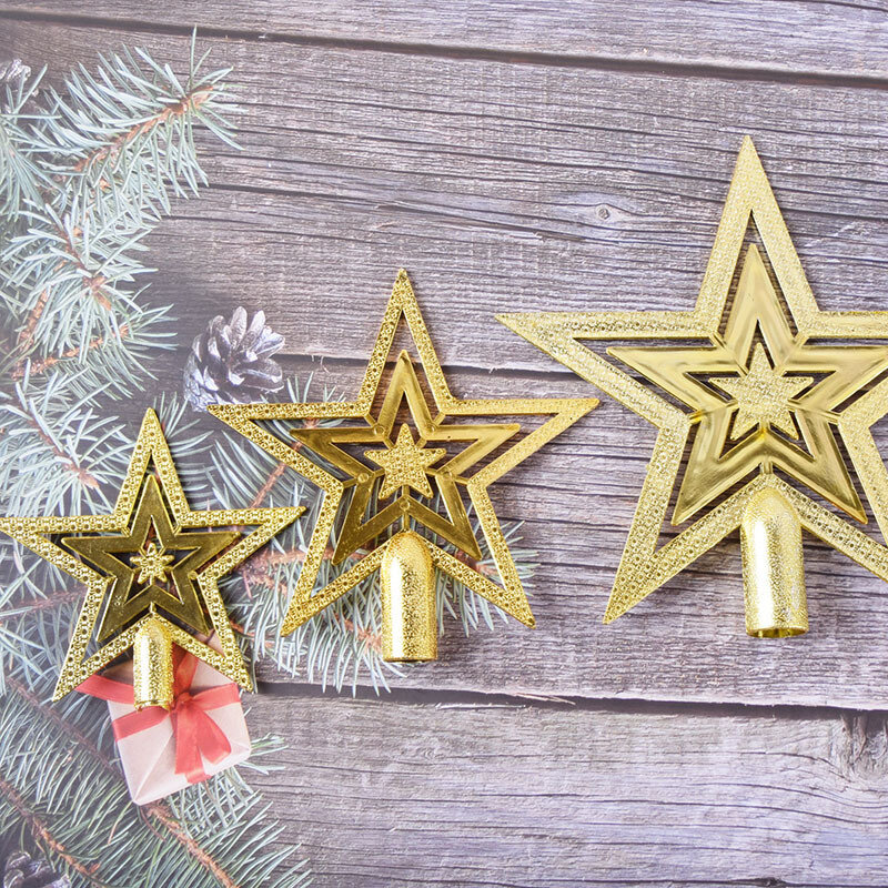 Christmas Tree Topper Sparkle Stars 10/15/20cm Happy Christmas Treetop Star  Decoration Supplies Gift New Year Decor