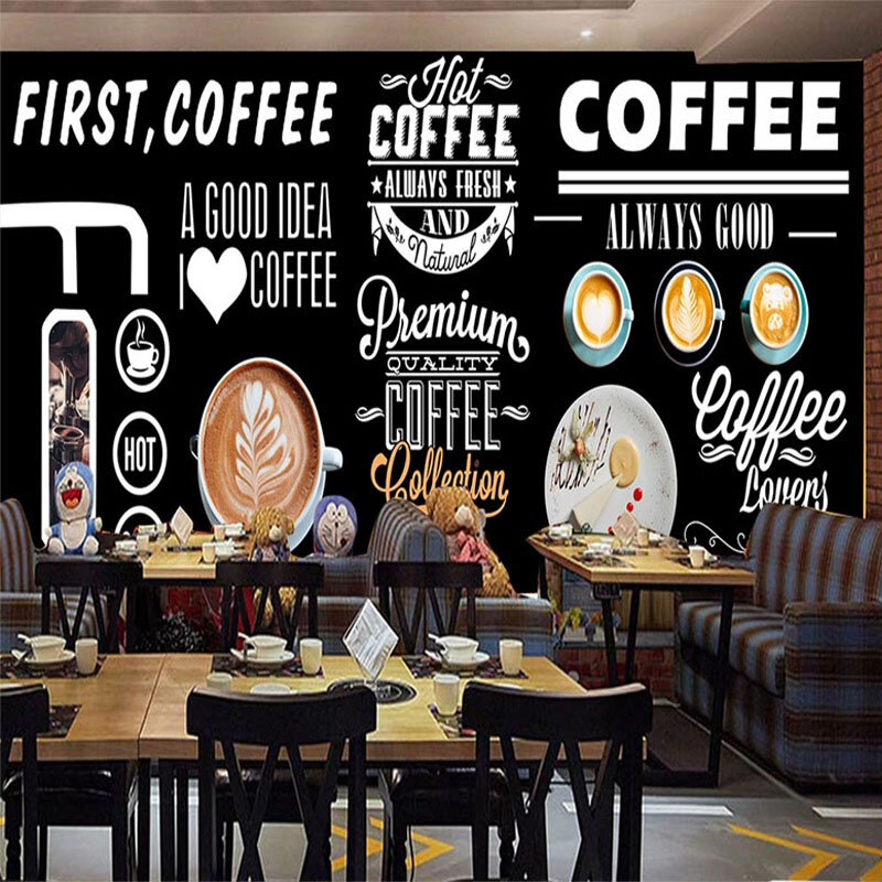 Benutzerdefinierte Tapete Europäischen Stil Tafel 3D Hand-gemalt Kaffee Shop Restaurant Hintergrund Wand Papier Vintage Foto Wandbild