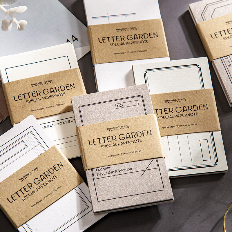 Bloc-notes créatif série lettre jardin, 30 feuilles/paquet, 3 matériaux, papeterie en papier artisanal Vintage pour Journal Scrapbooking, DIY bricolage