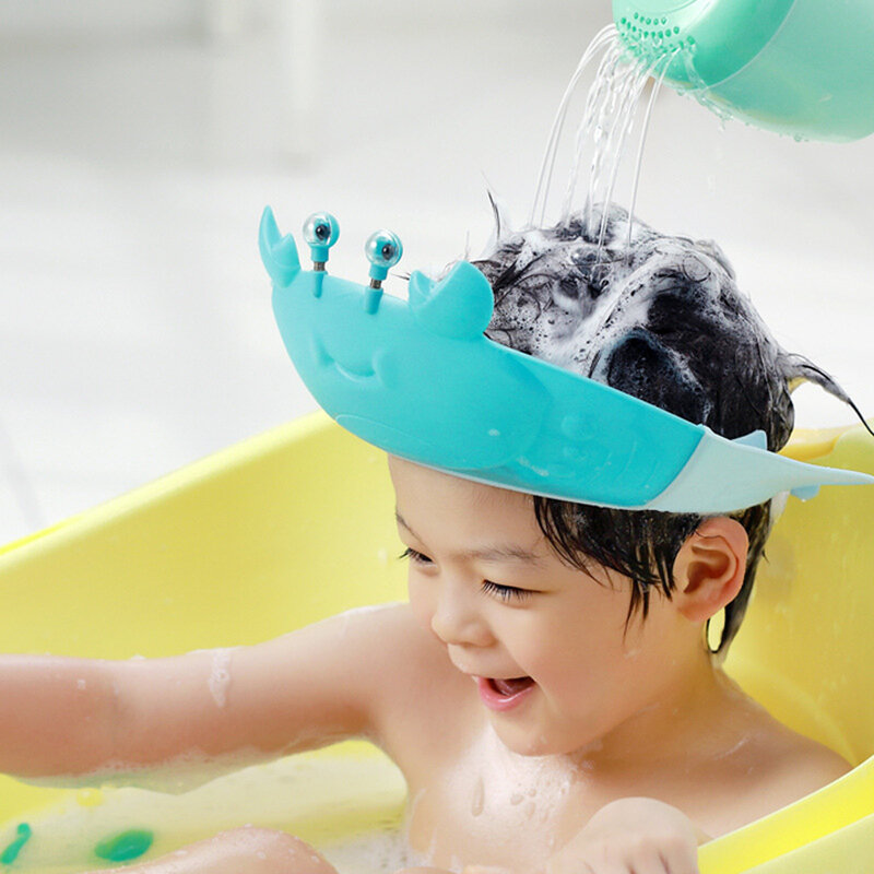 Cuffia da bagno regolabile per bambini Shampoo da bagno protezione per gli occhi soffione doccia copertura per acqua cura del bambino lavaggio cuffia per doccia per bambini 0-6 anni