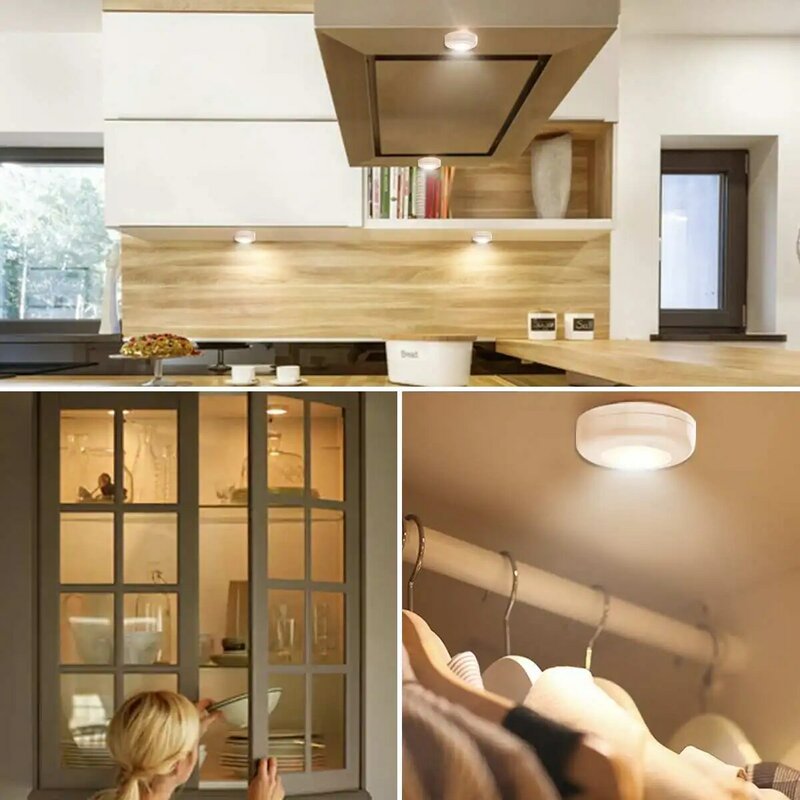 Elfeland 6Pcs lampada da armadio a LED per armadio con due luci notturne 4000K per telecomando per corridoio camera da letto armadio da cucina
