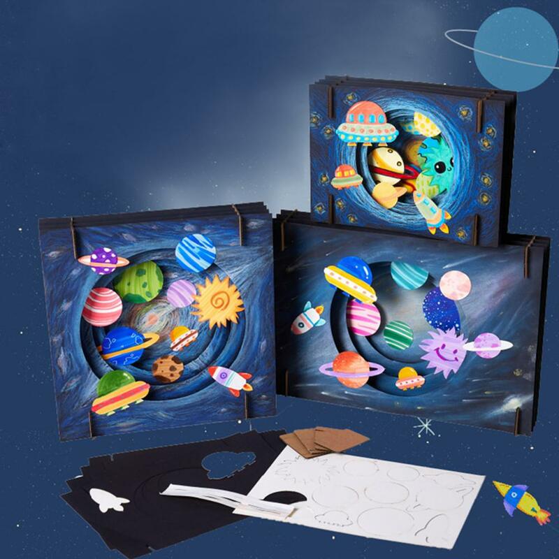 Kuulee diy 3d criativo céu estrelado pintura papel artware pacote presentes brinquedos para crianças