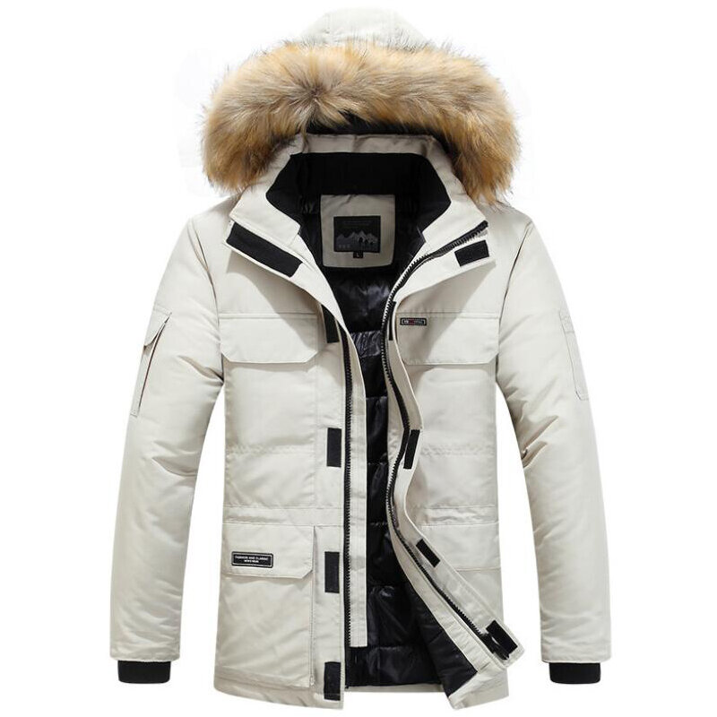 Chaqueta gruesa de algodón con capucha para hombre, abrigo largo con cuello extraíble, moda de invierno, Parkas de talla grande 5XL 6XL