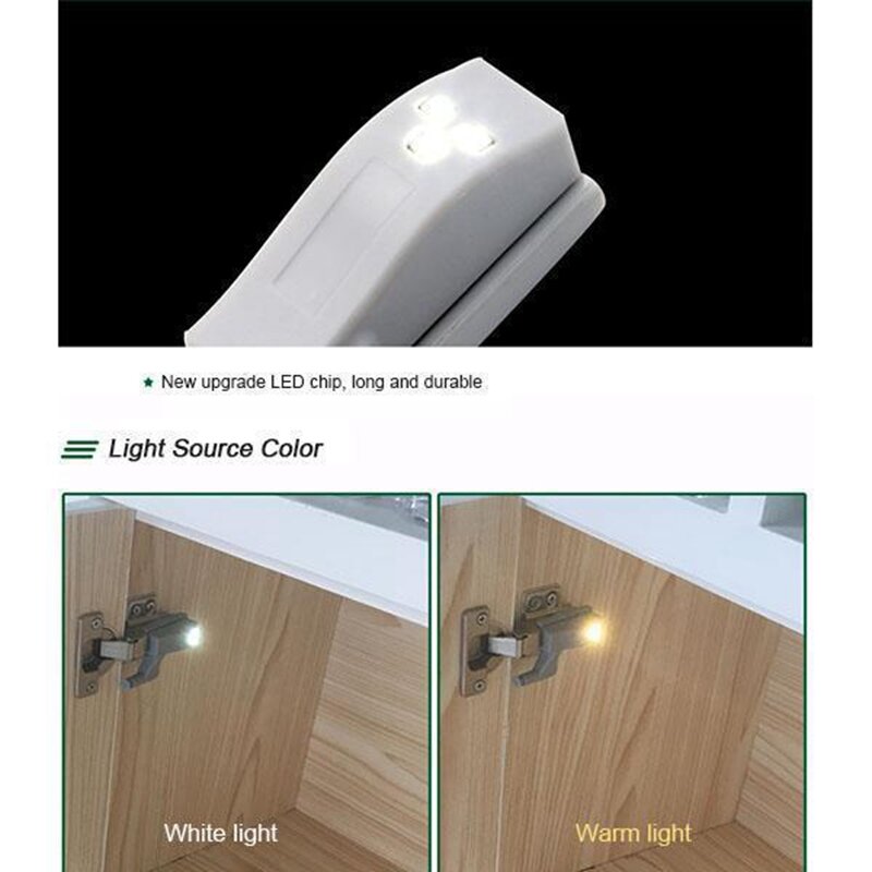 Luz do armário de toque inteligente led interior da dobradiça lâmpada sob a luz do armário sensor de dobradiça luz armário do banheiro iluminação