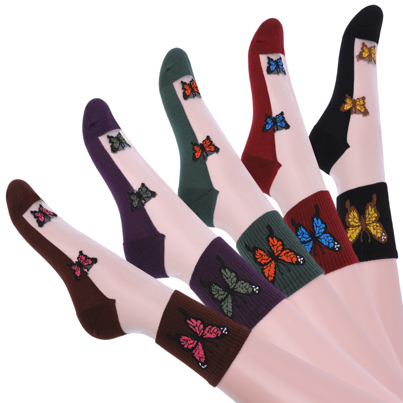 HYRAX-calcetines con estampado de flores para mujer, medias cortas de encaje, diseño bonito de dibujos animados, fino, 5 piezas