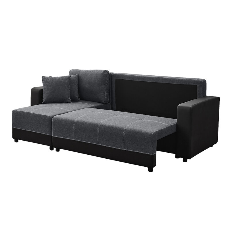 Panana-sofá grande luxuoso em couro sintético, frete rápido, armazenamento em tecido, sofá-cama de canto