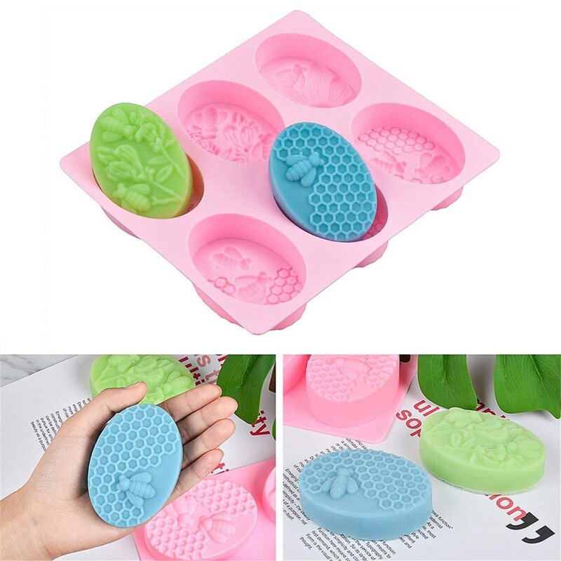 1PC 6-grids Silica Gel Bee Shape Handmade Soap Mold Portable Unique Soap Making Tool