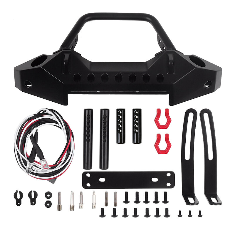 Black Metal Front Bumper with Tow Hook for 1:10 RC Crawler Car Axial SCX10 90046 SCX10 III AXI03007 Traxxas TRX-4