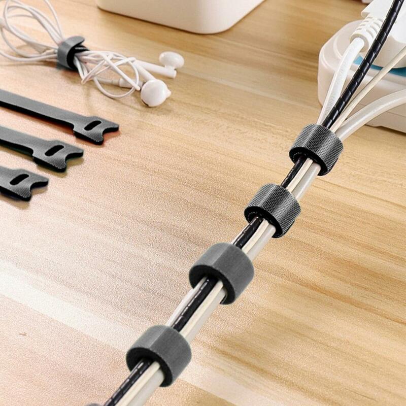 Correas de sujeción de cables para el hogar, cinturón elástico de almacenamiento para el hogar, práctico, sin pelar, 100 piezas