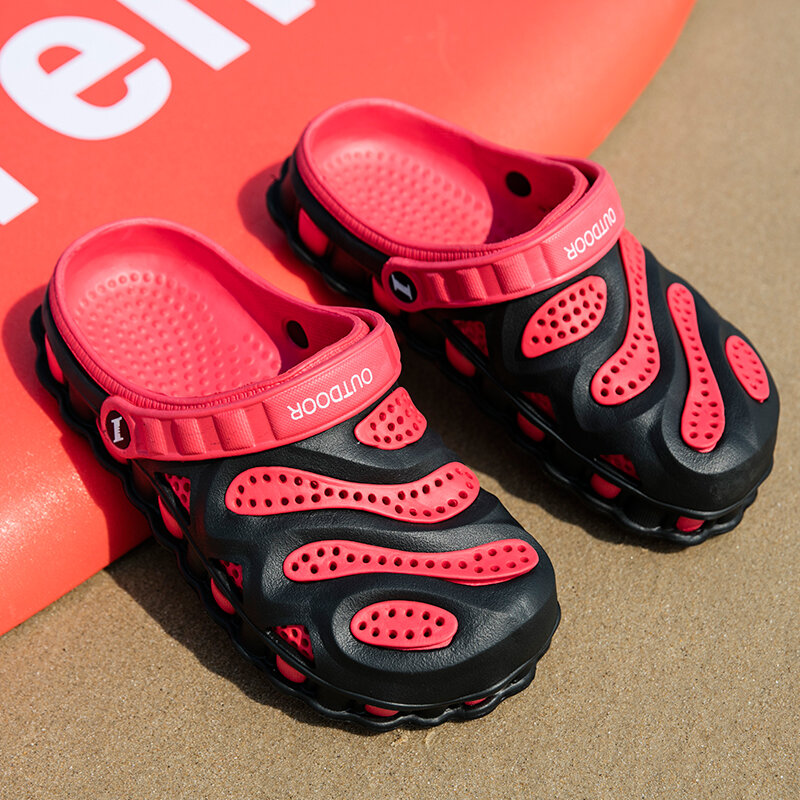 新しい夏スリッパアクア通気性水ビーチ靴男性ゼリースライド男性下駄フラット靴プラスサイズ 40-46