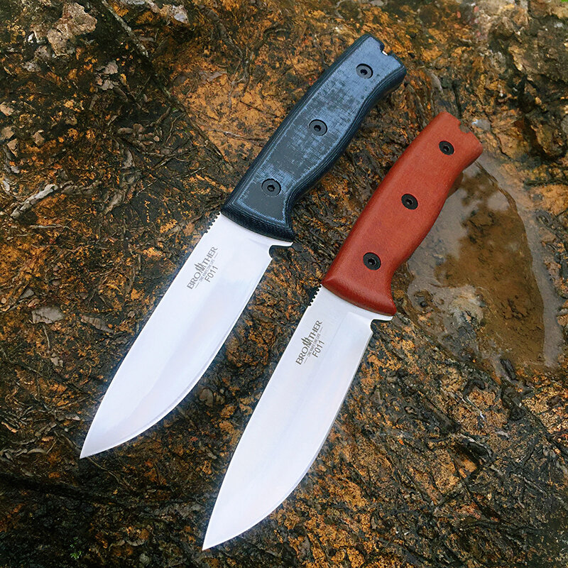 [BROTHER F011] 61HRC D2 hoja fija cuchillo Bushcraft cuchillos rectos tácticos caza Camping herramienta EDC de alta calidad