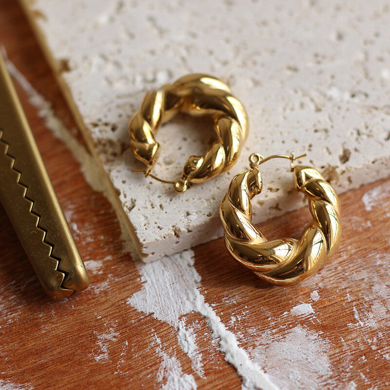 Серьги-кольца неправильной формы женские, серьга с золотым покрытием из нержавеющей стали в минималистическом стиле, модные круглые серьги...