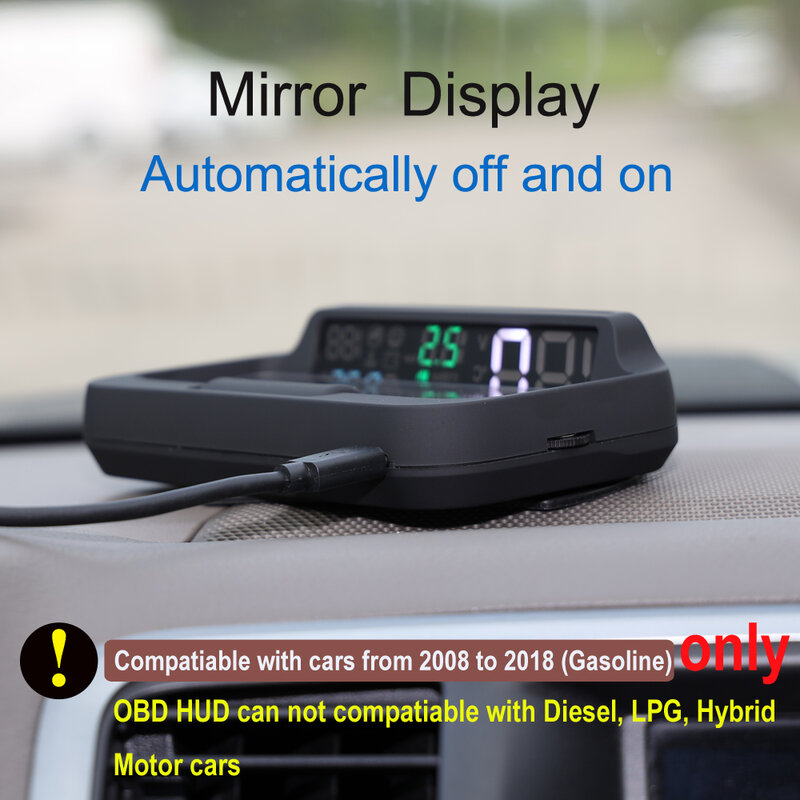 EANOP-pantalla HUD Head Up para espejo M40PLUS, velocímetro OBD2 Winshield, proyector de velocidad RPM, consumo de aceite, aplicación para coche, sin accossorriess