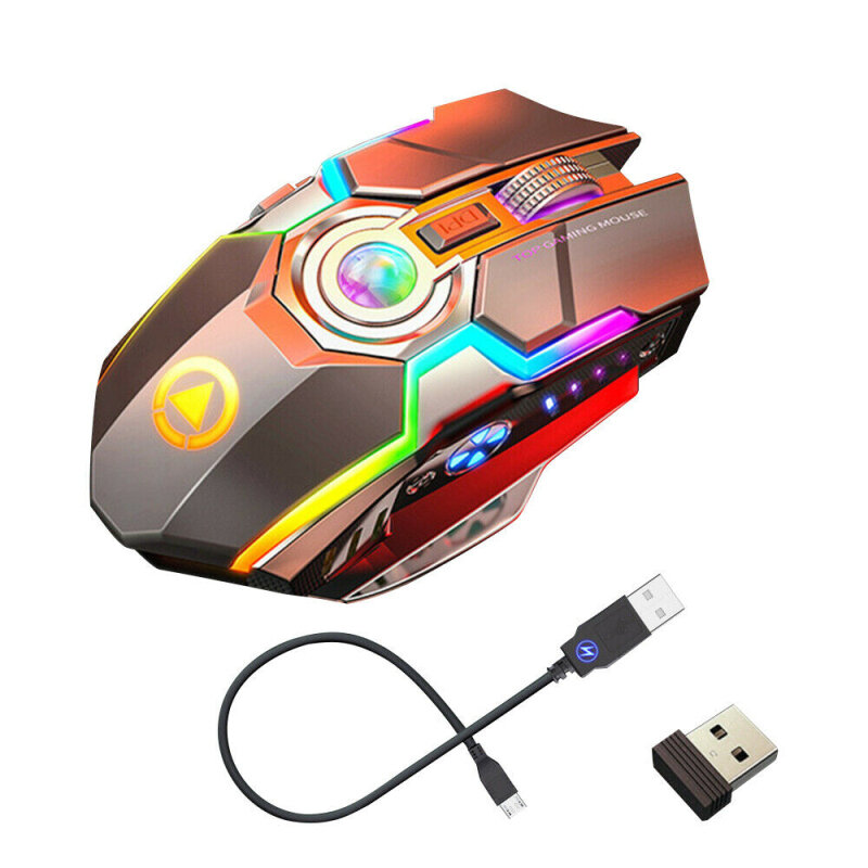 1600DPI 2.4G podświetlany diodami LED mysz bezprzewodowa na akumulator USB ergonomiczna optyczna mysz do gier pulpit PC Laptop Gamer Mouse