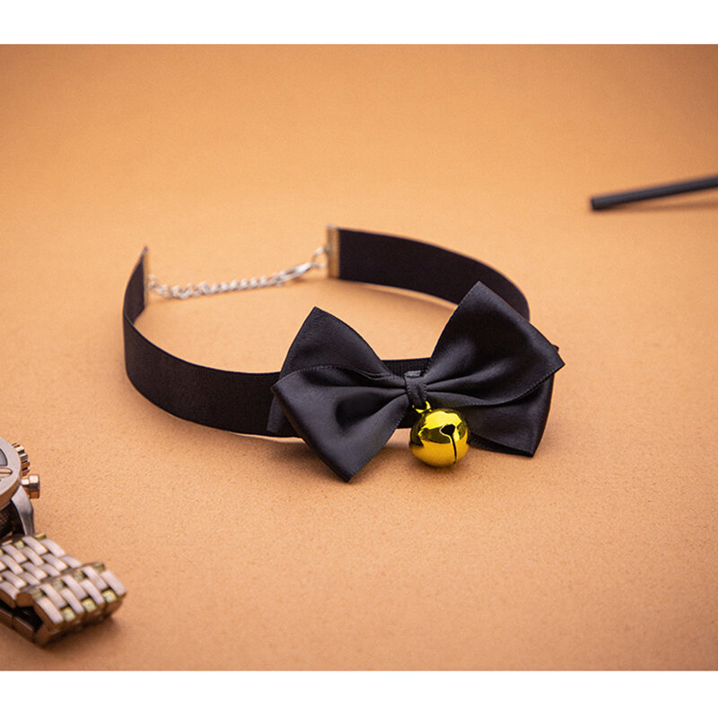 BLACKWOLF – collier de paon avec lacet pour femme, accessoire sexuel, fétiche, avec clochettes BDSM