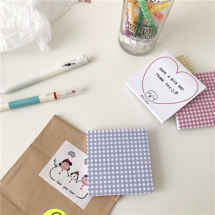 Candy-colored checkered memo pad sticky notes hand account material decorative stickers student memos message note 7.8x8cm