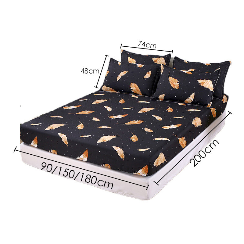 1pc Bed Sheet Blue Night Sky Reactive Prined Bed Sheets Hot Sale Pillowcase drap de lit Sheet on Elastic