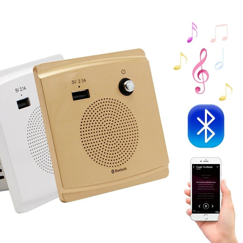 3.2W Bluetooth Speaker Smart Socket Mount Speaker HiFi Music Player 5V 2.1A USB Charging Port