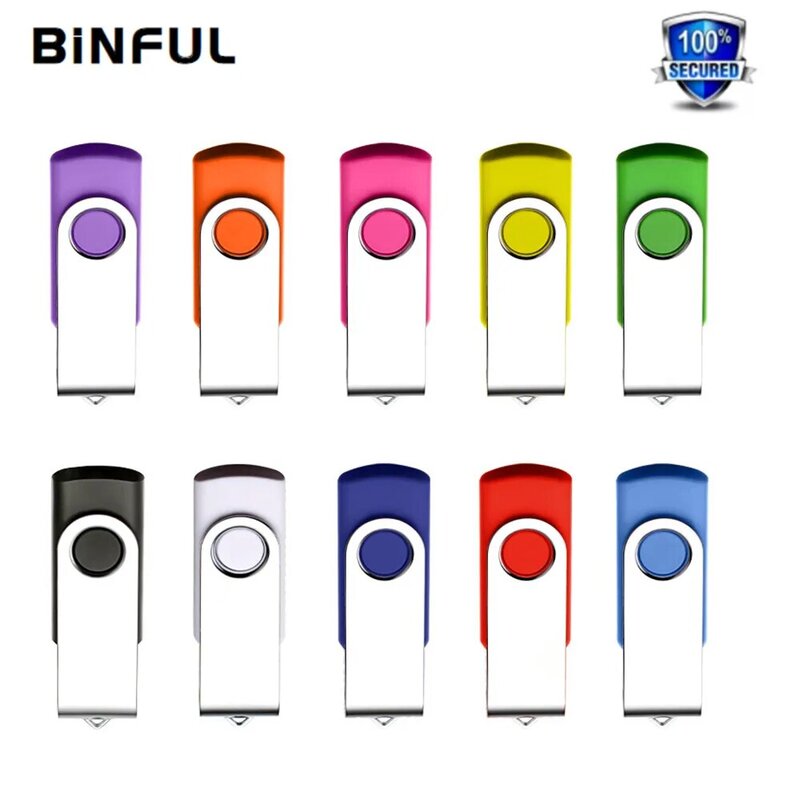 BiNFUL-unidad Flash Usb de Metal, Pendrive giratorio 360, 4G, 8G, 16G, 32GB, 64GB, 128 GB, 256GB