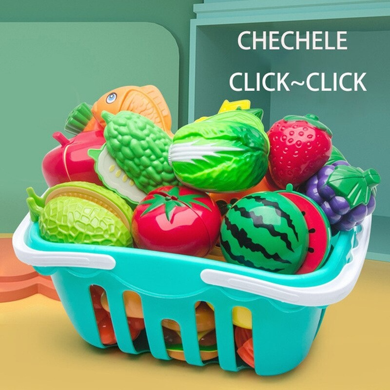 Пластиковая кухонная игрушка для резки фруктов, корзина для покупок, набор овощей, еда, игрушки-симуляторы для игрового домика, подарки для ...